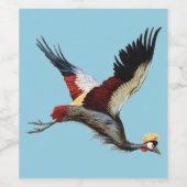 De Zuid-Afrikaanse gekroonde kraan in de middenvlu Wijn Etiket (Enkel label)