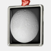 De zuidpool van de maan van Saturnus Tethys Metalen Ornament (Links)