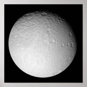De zuidpool van de maan van Saturnus Tethys Poster