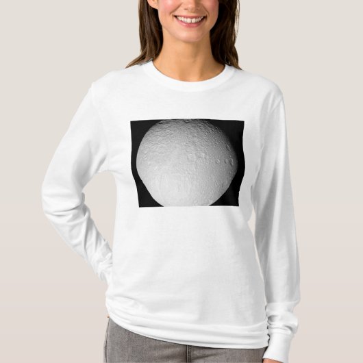 De zuidpool van de maan van Saturnus Tethys T-shirt (Voorkant)