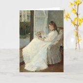 De zus van de kunstenaar bij een raam | Berthe Mor Kaart (Gele Bloem)