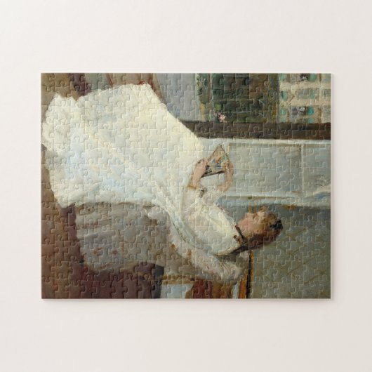 De zus van de kunstenaar bij een raam | Berthe Mor Legpuzzel (Horizontaal)