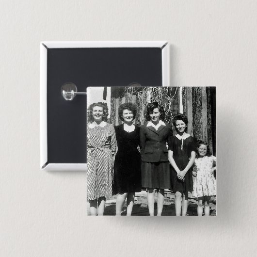 De zussen vierkante button 5,1 cm (Voorkant /achterkant)
