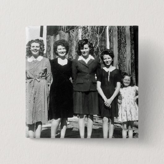 De zussen vierkante button 5,1 cm (Voorkant)