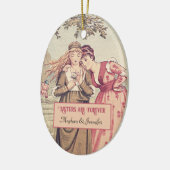 De zussen zijn voor altijd  regentenkerst keramisch ornament (Links)