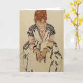 De Zuster van Egon Schiele- Artist's in Wet Kaart (Gele Bloem)