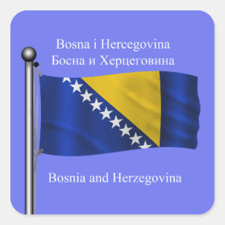 De zwaaiende vlag van Bosnië en Herzegovina Vierkante Sticker