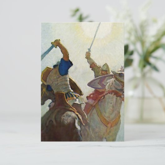 “De zwaardgevechten waren hevig” door NC Wyeth Bedankkaart (Staand voorkant)