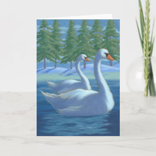 De zwanen van Kerstmis Feestdagen Kaart