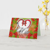 De zwanenwenskaart van de liefde kaart (Gele Bloem)