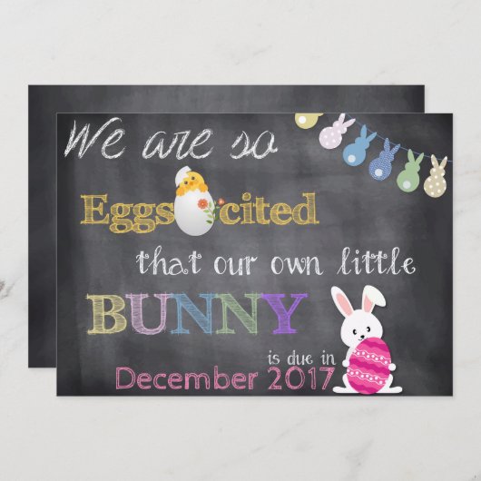 De Zwangerschap van Pasen van Eggscited openbaart Feestdagenkaart (Voorkant / Achterkant)