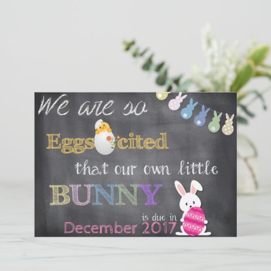 De Zwangerschap van Pasen van Eggscited openbaart Feestdagenkaart (Staand voorkant)