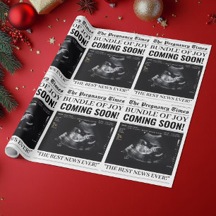 De Zwangerschapstijden Krant Aangepaste Babyfoto Cadeaupapier
