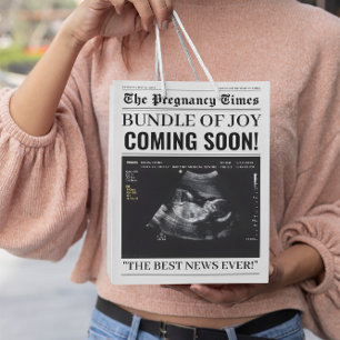De Zwangerschapstijden Krant Aangepaste Babyfoto Medium Cadeauzakje