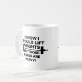 De zware Grappige Mok van Gewichten (Voorkant links)