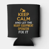 De zware materiaalexploitant houdt kalm blikjeskoeler (Achterkant)