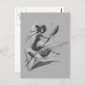 De zwart-wit Toenemende Maan van de Raaf van de Briefkaart (Voorkant / Achterkant)