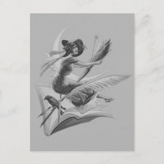 De zwart-wit Toenemende Maan van de Raaf van de Briefkaart (Voorkant)