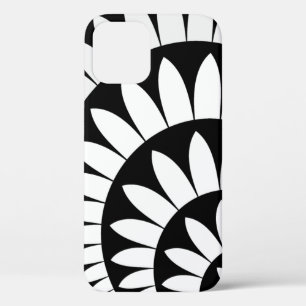 De zwart-witte Bloemblaadjes van de Bloem iPhone 12 Hoesje