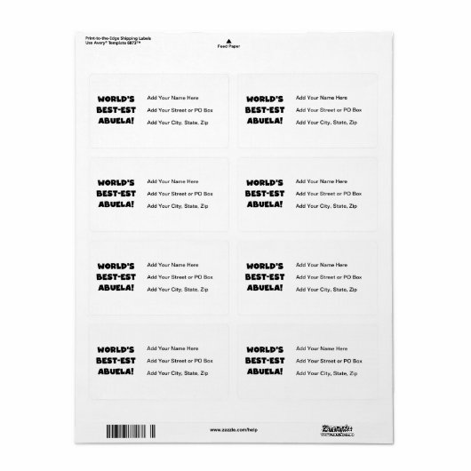 De Zwart-witte Giften van Abuela van het Etiket (Full Sheet)