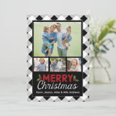 De zwart-witte Kaart van de Foto van Kerstmis van (Staand voorkant)