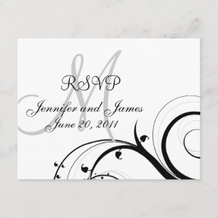 De zwart-witte Kaart van het Monogram RSVP
