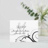 De zwart-witte Kaart van het Monogram RSVP (Staand voorkant)