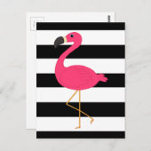 De zwart-witte Roze Flamingo van de Streep Briefkaart (Voorkant / Achterkant)