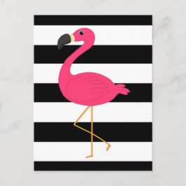 De zwart-witte Roze Flamingo van de Streep Briefkaart