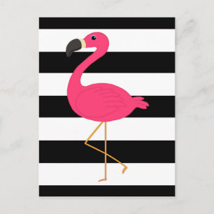De zwart-witte Roze Flamingo van de Streep Briefkaart