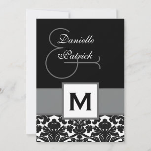 De zwart-witte Sjabloon van het Monogram van het Kaart