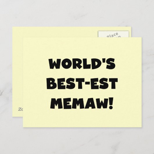 De Zwart-witte T-shirts van Memaw van het Briefkaart (Voorkant / Achterkant)