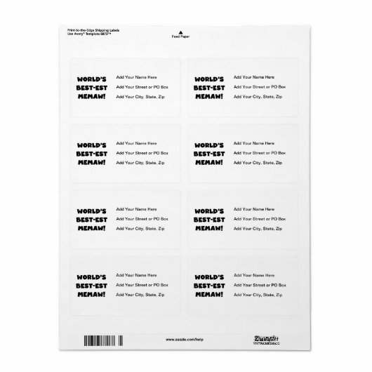 De Zwart-witte T-shirts van Memaw van het Etiket (Full Sheet)