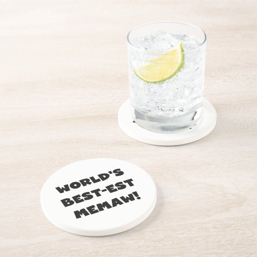 De Zwart-witte T-shirts van Memaw van het Zandsteen Onderzetter (Zijkant)