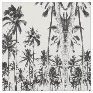 De zwart-witte tropische moderne palmzomer stof