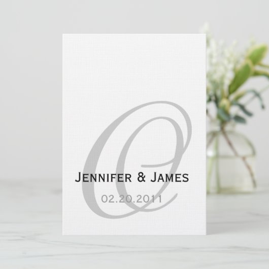 De zwart-witte Uitnodiging van het Huwelijk van (Staand voorkant)