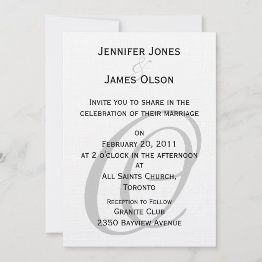 De zwart-witte Uitnodiging van het Huwelijk van (Achterkant)