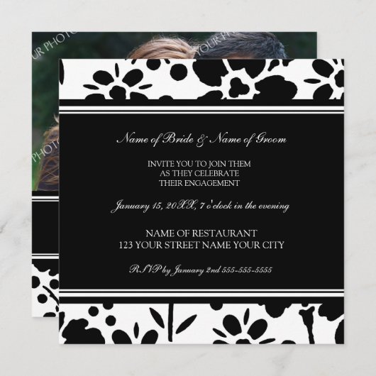 De zwart-witte Uitnodigingen van de Partij van het (Voorkant / Achterkant)