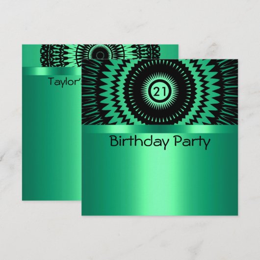 De Zwarte & Aqua van de Uitnodiging van de (Voorkant / Achterkant)
