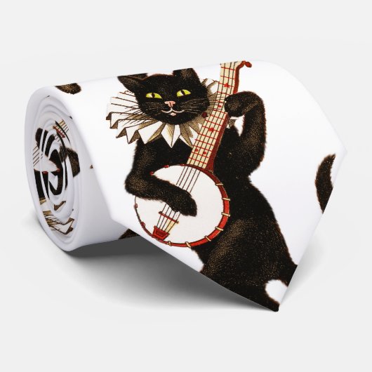 De zwarte banjo die Cat speelt Stropdas (Opgerold)