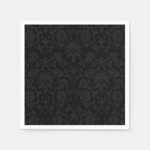 De zwarte BloemenServetten van het Patroon van het Servetten