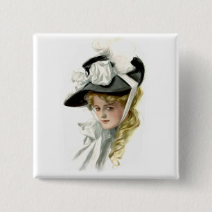 De zwarte Bonnet Vierkante Button 5,1 Cm