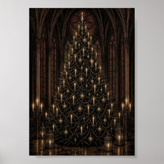 De Zwarte Boom Gotische Kathedraal Kerstboom Kunst Poster