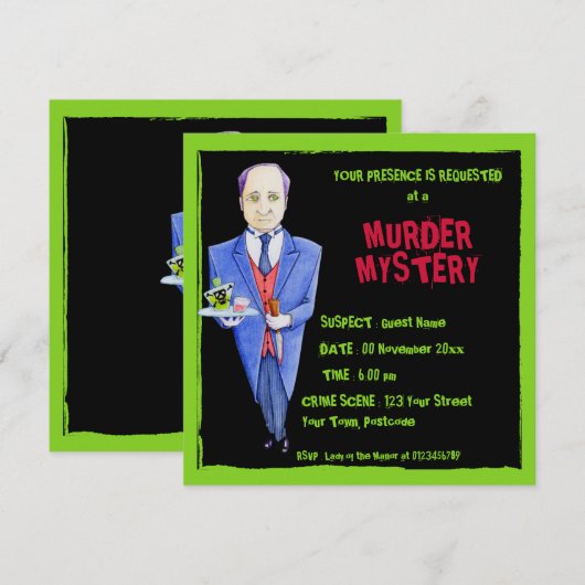 De zwarte butler-moord kaart (Voorkant / Achterkant)