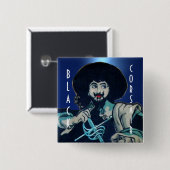DE ZWARTE CORSAIR-gem blauw Vierkante Button 5,1 Cm (Voorkant /achterkant)