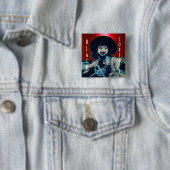 DE ZWARTE CORSAIR-gem rood Vierkante Button 5,1 Cm (In situ)