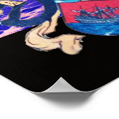 DE ZWARTE CORSAIR/Pirate Ship Battle in Blue Roze Poster (Hoek)