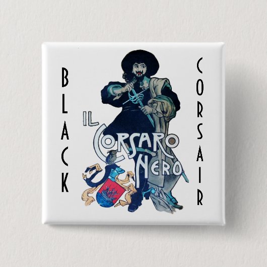 DE ZWARTE CORSAIR VIERKANTE BUTTON 5,1 CM (Voorkant)