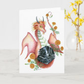 De zwarte Draak van het Onyx - Wenskaart Kaart (Gele Bloem)