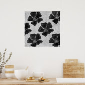 De zwarte Druk van de Bloem Poster (Keuken)